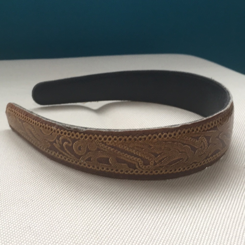 Leather embossed headband